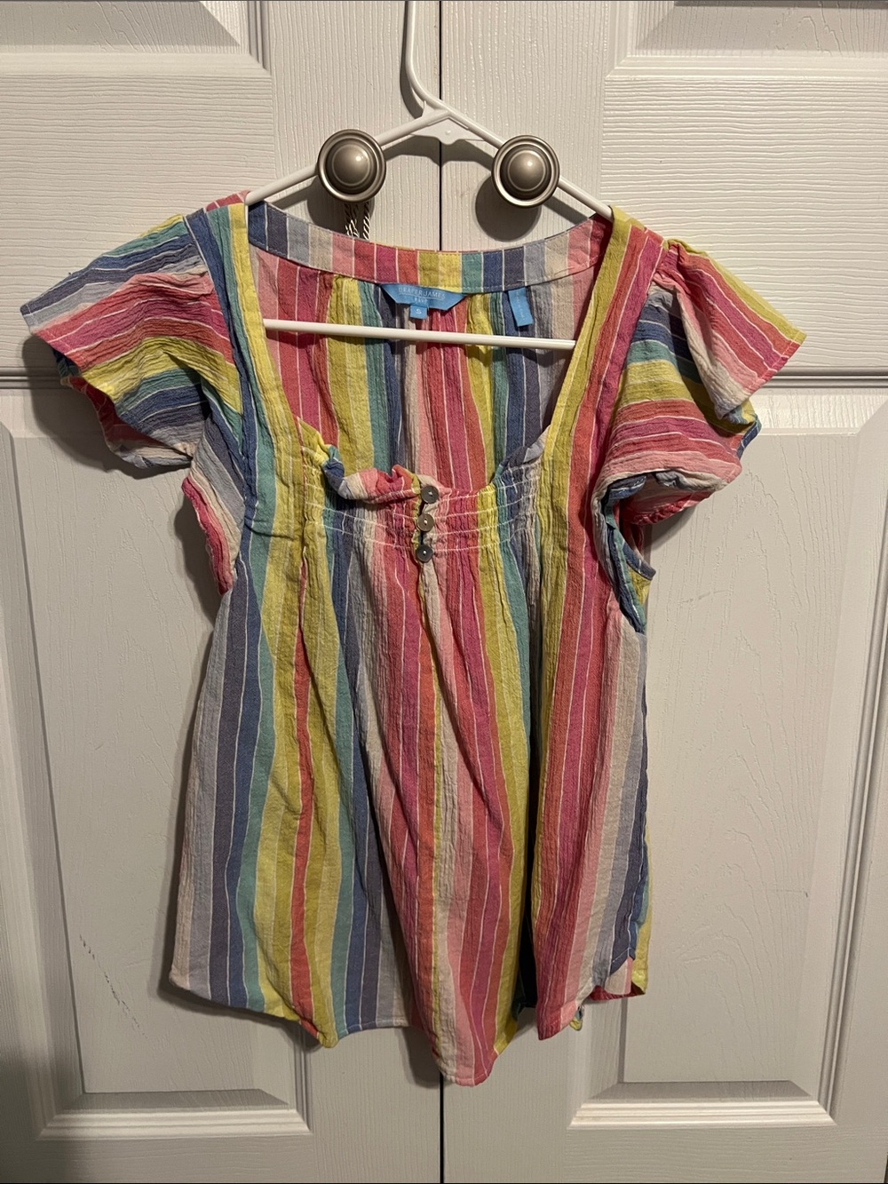 Girls' Multicolor Stripe Short Sleeve Top
